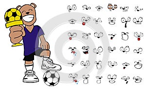 Win Soccer futbol bear kid cartoon expressions collection