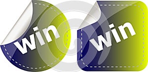Win. stickers set, web icon button isolated on white