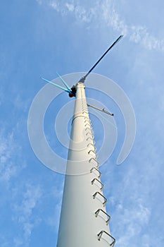 Win turbine with blue sky