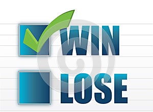 Win vs lose with checkmark illustration