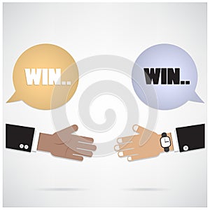 Win-win concept ,businessman hands with speech bubble