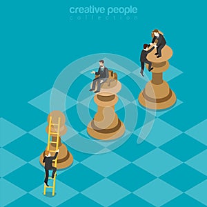 Win-win game strategy chess business flat 3d vector isometric