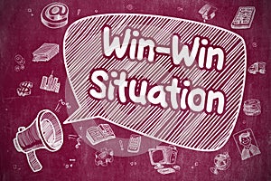 Win-Win Situation - Doodle Illustration on Red Chalkboard.