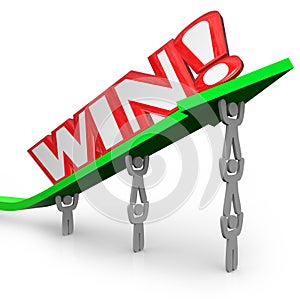 Win Word on Arrow Teamwork Lifting for Success