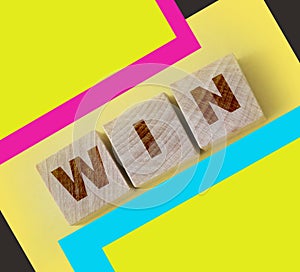 Win -word on wooden cubes. Achievement, competition and success concept