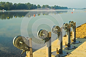 Winch for boats at Ada island lake beach in Belgrade