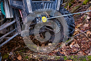 The winch is coupled with a buggy that slid into a ditch during riding