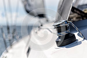 Winch on a sailing yacht