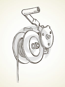 Winch for lifting loads. Vector drawing