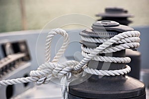 Winch and rope, yacht detail
