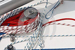 Winch with Ropes on a Sailboat