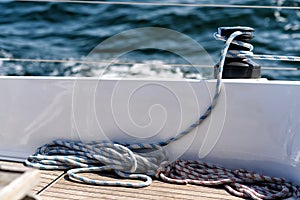 Winch on a sailing yacht