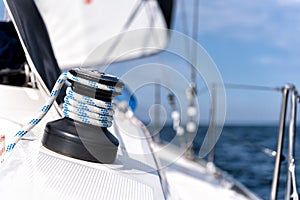 Winch on a sailing yacht