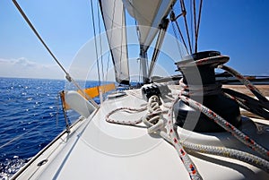 Winch on a sailing yacht photo