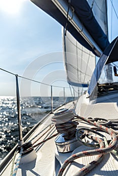 Winch on a sailing yacht