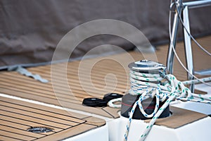 Winches and ropes, sailing yacht detail