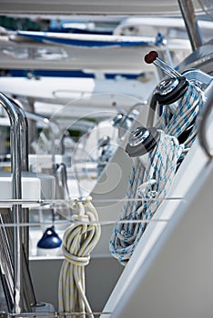 Winches and ropes, sailing yacht detail