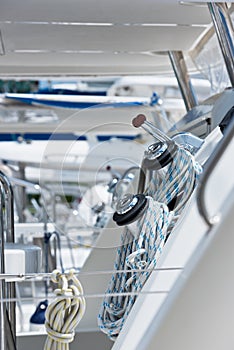 Winches and ropes, sailing yacht detail