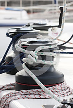 Winches on a sailing boat.