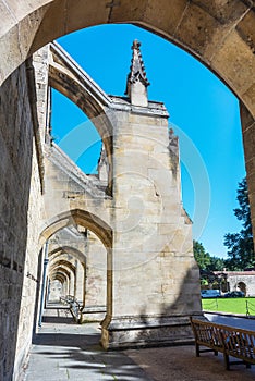 Winchester Cathedral,passage through flying buttresses,Winchester,Hampsire,United Kingdom