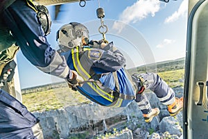 winchman on the winch in an AVED seat