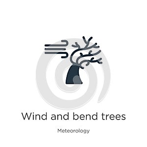 Wind and bend trees icon vector. Trendy flat wind and bend trees icon from meteorology collection isolated on white background.