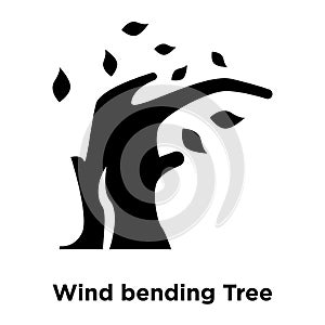 Wind bending Tree icon vector isolated on white background, logo