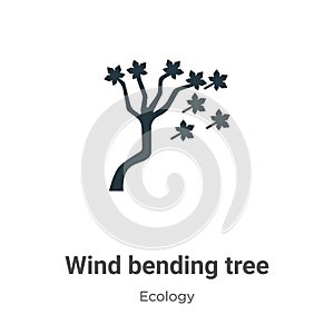 Wind bending tree vector icon on white background. Flat vector wind bending tree icon symbol sign from modern ecology collection