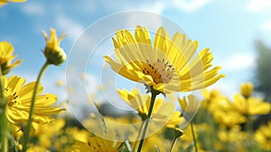 Wind in the Bloom Photograph the yellow flower swaying gently in the breeze. Emphasize the movement of the petals and the dynamic