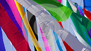 wind blow crepe paper in colors