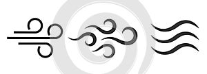 Wind blow symbol, air puff icon