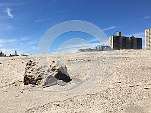 Wind Blowing Sand during Spring at Coney Island in Brooklyn, New York, NY.