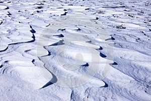 Wind blown lines in snow.