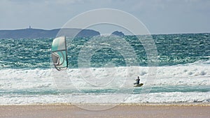 Training kitesurfing in front of Berlenga Island, Portugal