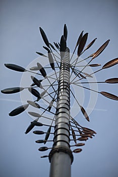 Wind-catching design. A sculpture in the park interacting with the wind.