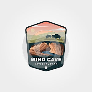 Wind cave national park travel sticker illustration design, collection of united states national park sticker design