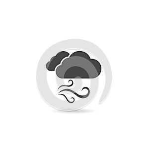 Wind cloud icon with shdow