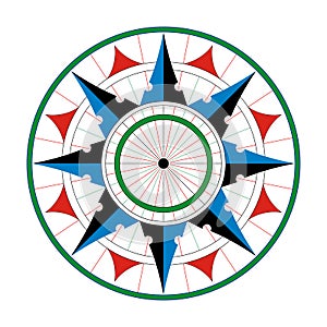 Wind or compass rose or star for marine navigation on a isolated white background