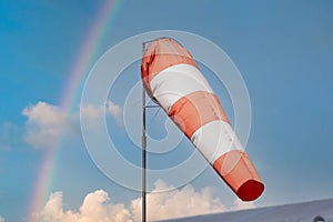 Wind cone for airport. Airdrome meteo equipment for safety flights
