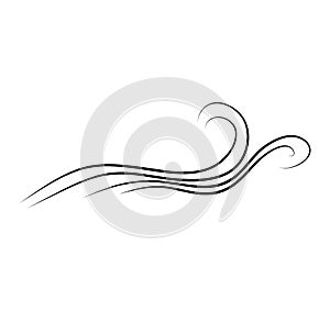 Wind doodle blow, gust design isolated on white background