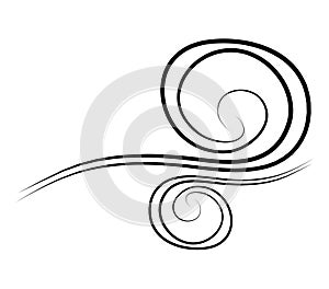 Wind doodle blow, gust design isolated on white background