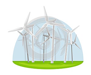 Wind-driven Generator as Natural Resource for Mechanical Energy Production Vector Illustration