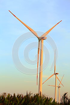 Wind electric generators.