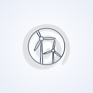 Wind electricity, vector best gray line icon