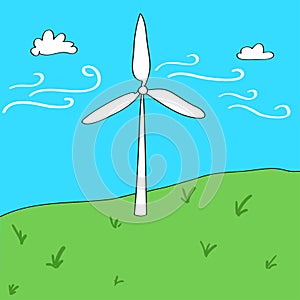 Wind energy concept cartoon illustration