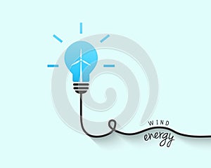 Wind energy concept with lightbulb and wire