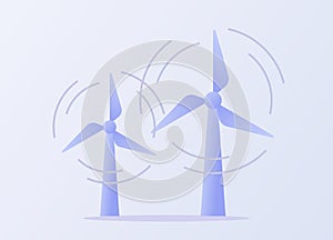 Wind energy concept rotating propeller white isolated background with flat style