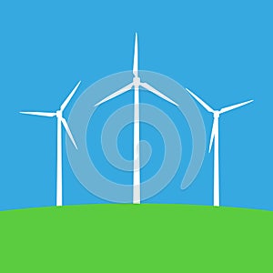 Wind energy concept windmill. Vector illustration. Isolated.