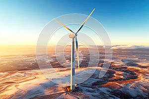 A wind energy facility. The concept of mitigating climate change. Generative AI