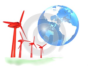Wind energy farm and blue earth